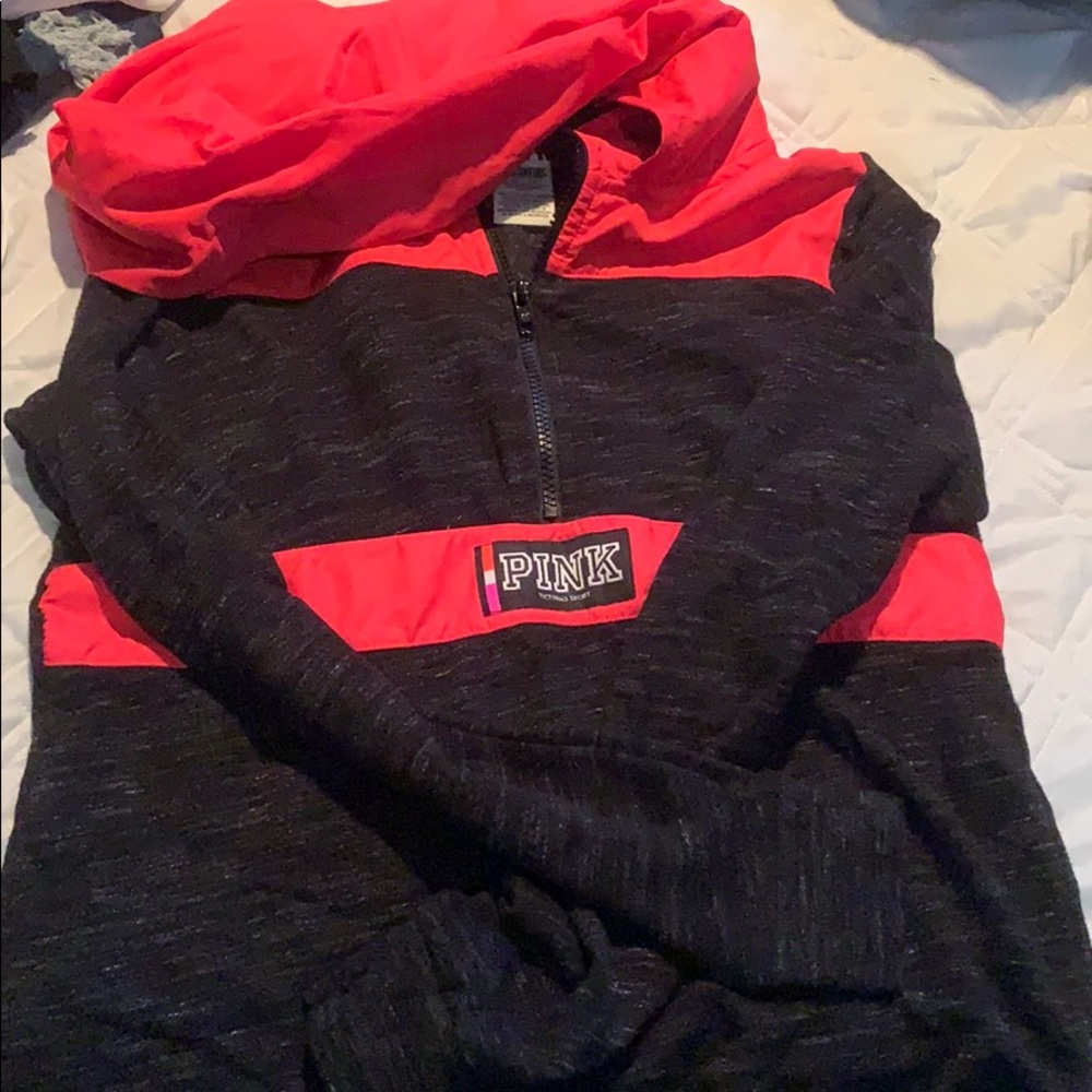 pInk hooded coral and grey hoodie